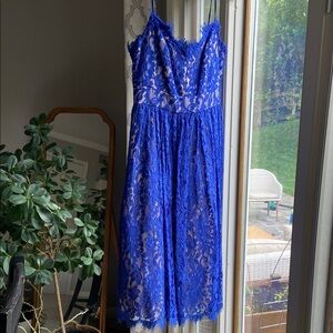 Eliza J Blue Spaghetti Strap Midi Dress